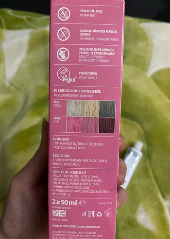 Color Rebel London pembe Yarı Kalıcı Saç Boyası - Görsel 4