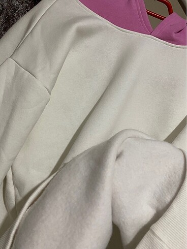 m Beden Beyaz bisiklet yaka sweatshirt
