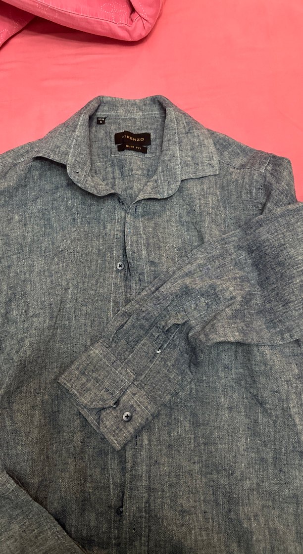 Gri Denim Uzun Kollu Erkek Gömlek - Görsel 2