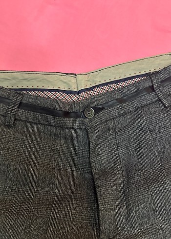 Gri Kadın Kumaş Kemerli Pantolon - Görsel 2