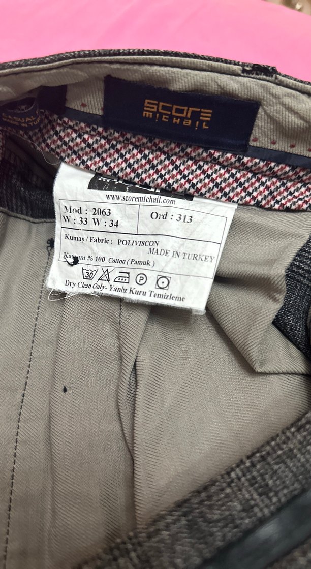 Gri Kadın Kumaş Kemerli Pantolon - Görsel 3