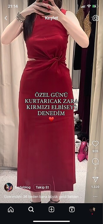m Beden Sıfır etiketli elbise zara