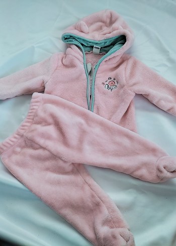 Kapüşonlu Nakışlı Pembe Bebek astronot Tulum - Görsel 2