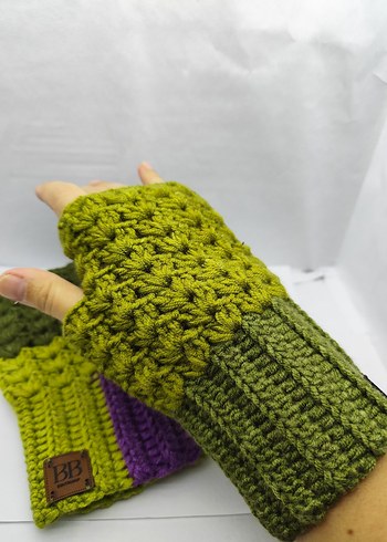 Renkli Örgü Kadın Eldivenleri BB - Görsel 7