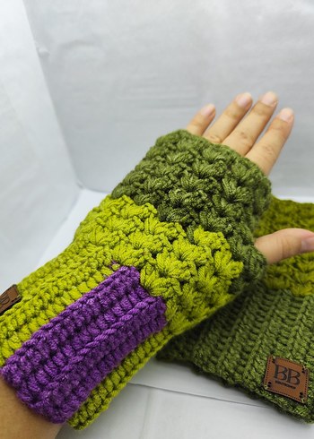 Renkli Örgü Kadın Eldivenleri BB - Görsel 2