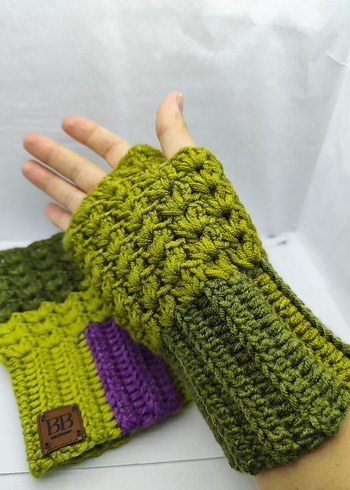 Renkli Örgü Kadın Eldivenleri BB - Görsel 5