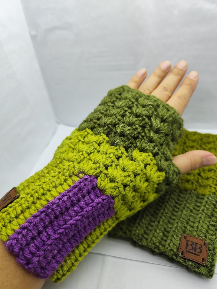 Renkli Örgü Kadın Eldivenleri BB - Görsel 2