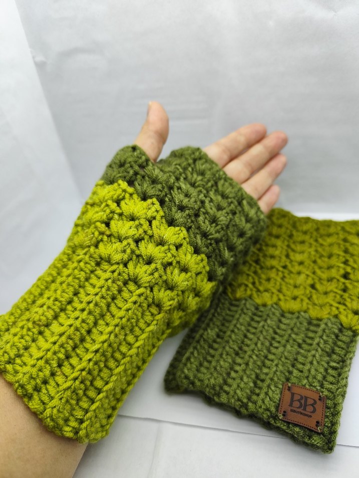 Renkli Örgü Kadın Eldivenleri BB - Görsel 4