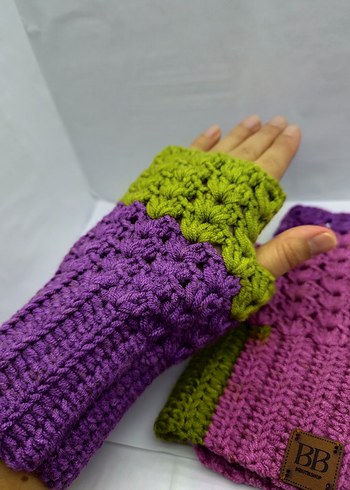 Renkli Örgü Bohem Kadın Eldivenleri - Görsel 4