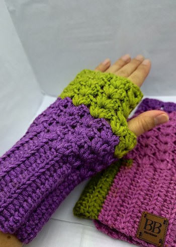 Renkli Örgü Bohem Kadın Eldivenleri - Görsel 8
