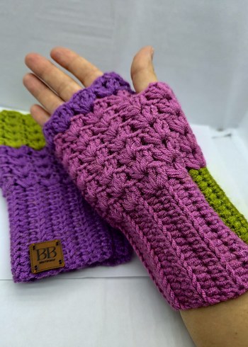 Renkli Örgü Bohem Kadın Eldivenleri - Görsel 2