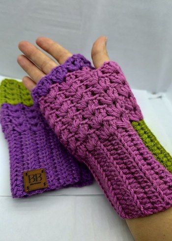 Renkli Örgü Bohem Kadın Eldivenleri - Görsel 7