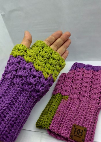 Renkli Örgü Bohem Kadın Eldivenleri - Görsel 3