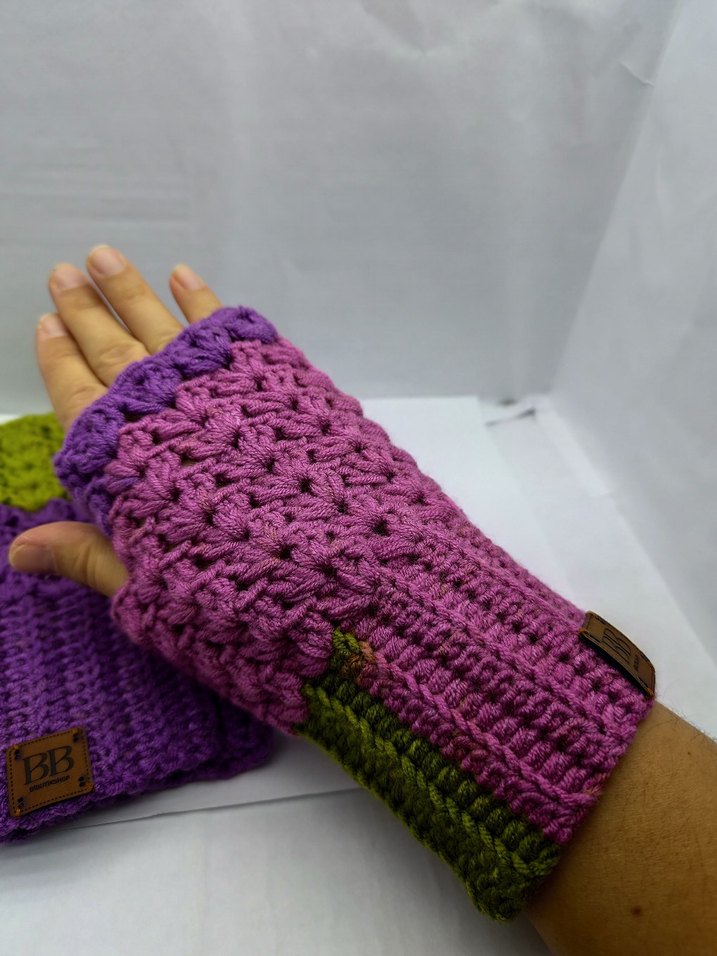 Renkli Örgü Bohem Kadın Eldivenleri - Görsel 5