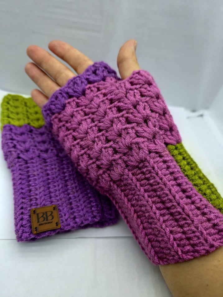 Renkli Örgü Bohem Kadın Eldivenleri - Görsel 2