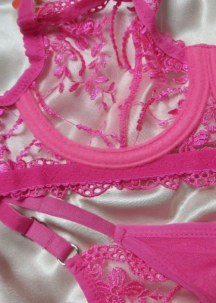 Fuşya broderie takım  - Görsel 4