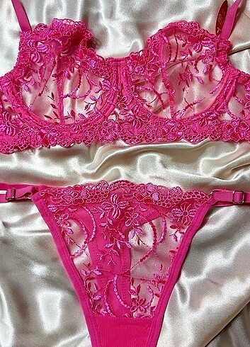 Fuşya broderie takım  - Görsel 2