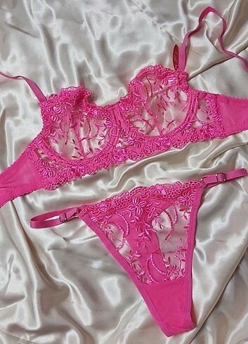 Fuşya broderie takım  - Görsel 5