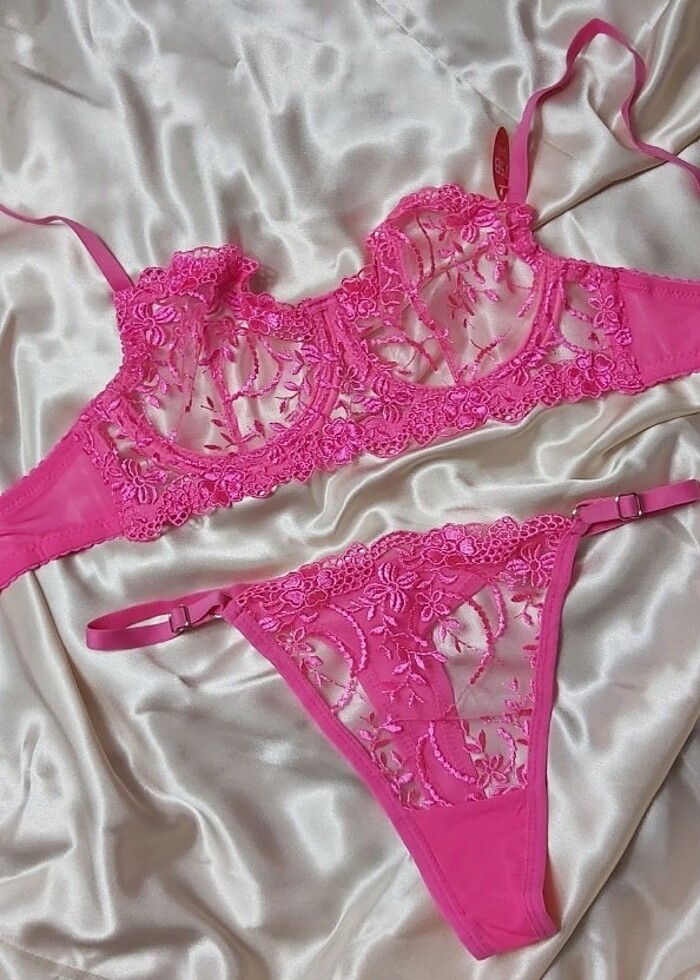 Fuşya broderie takım  - Görsel 5