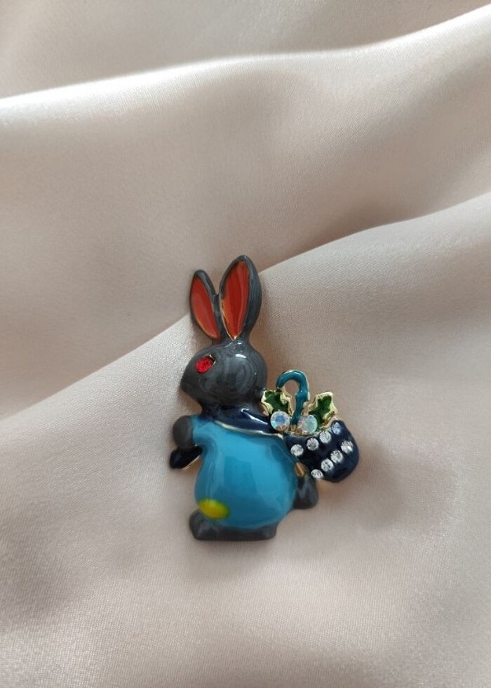 Mavili tavşan broş  - Görsel 3