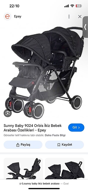 Sunnybaby ikiz bebek arabası