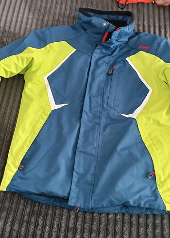 Mavi Gri Erkek Çocuk Kayak Montu Fermuarlı - Görsel 3