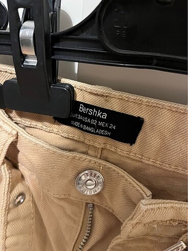 34 Beden camel Renk Bershka Kemerli Yüksek Bel Kot Pantolon