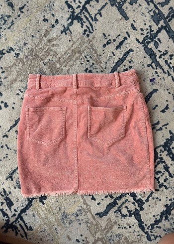 xs Beden Pembe Batik Desenli Denim Mini Etek