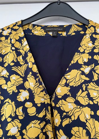 Banana Rebublic Sarı Çiçek Desenli Midi Bohem Elbise - Görsel 4