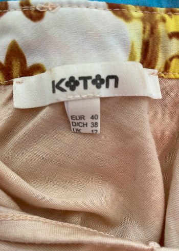 Koton Desenli, kısa kollu, düğmeli kadın gömlek