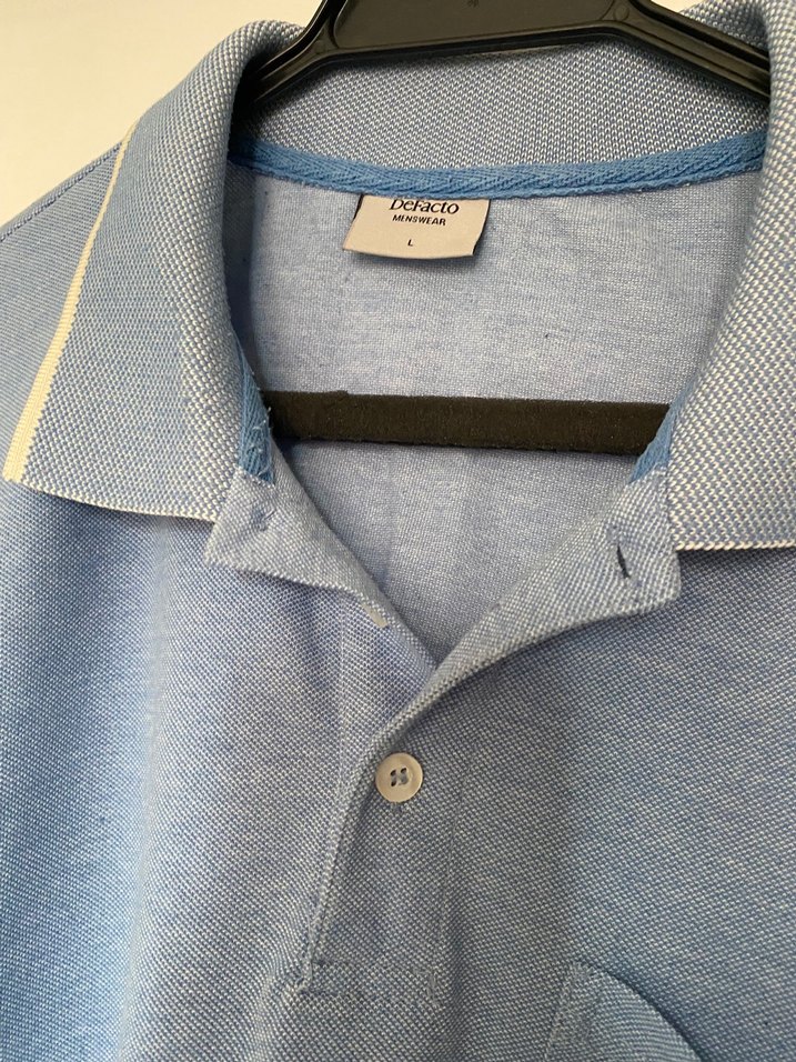 Defacto Mavi Kısa Kollu Polo Tişört - Görsel 2