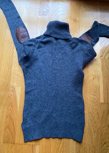 Massimo Dutti Gri Kadın Yün Boğazlı Kazak - Görsel 5