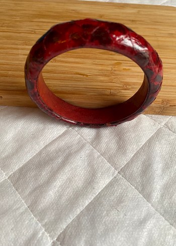 Bordo Yılan Desenli deri Bilezik - Görsel 3