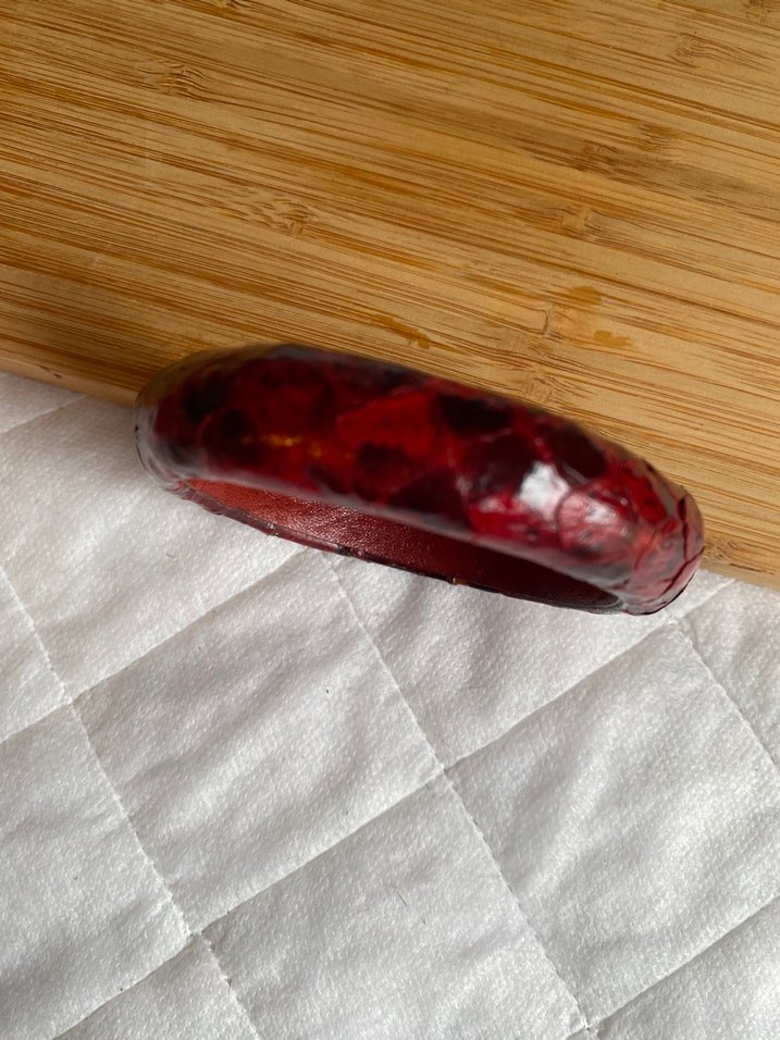 Bordo Yılan Desenli deri Bilezik - Görsel 2