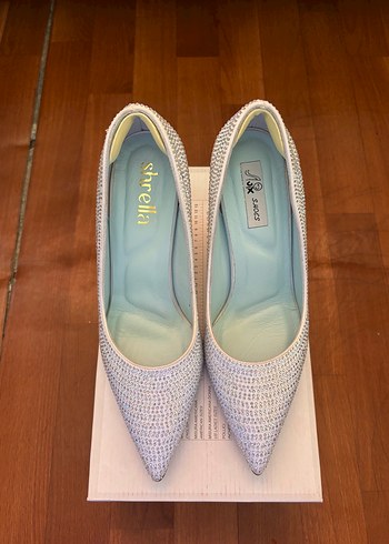 38 Beden beyaz Renk Beyaz Payetli Stiletto Topuklu Kadın Abiye Ayakkabı