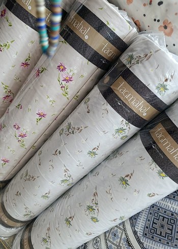 Mavi Çiçek Desenli Gri Yastık - Görsel 6