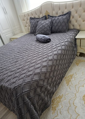 Gri Ekoseli Yatak Örtüsü Takımı - Görsel 3