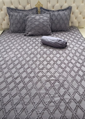 Gri Ekoseli Yatak Örtüsü Takımı - Görsel 6