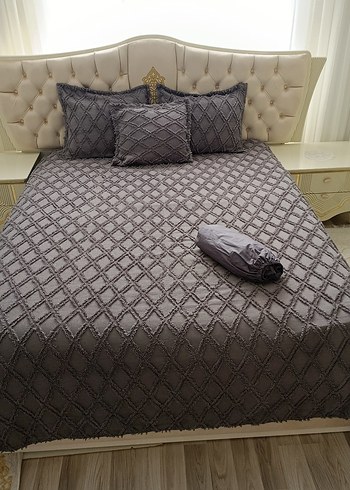 Gri Ekoseli Yatak Örtüsü Takımı - Görsel 2