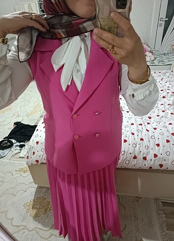 l Beden pembe Renk Tesettür takım 