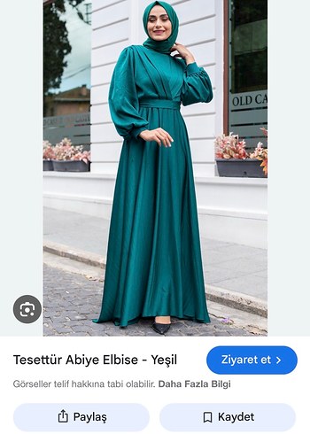 Yeşil Drapeli Yakalı Uzun Abiye Elbise