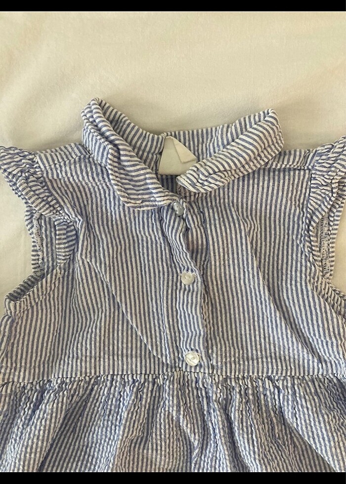 HM çizgili gömlek yaka elbise - Görsel 2