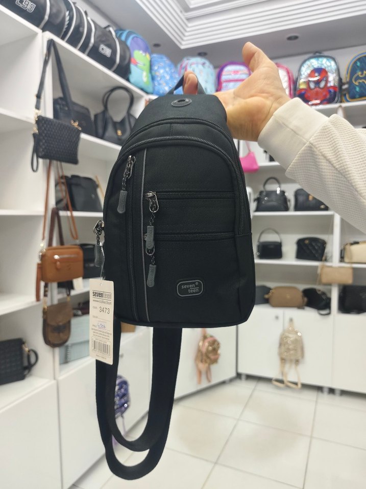 Siyah Baskılı Fermuarlı Erkek Omuz Çantası - Görsel 2