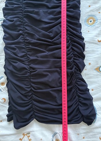 Lacivert Drapeli Uzun Kollu V Yakalı Elbise - Görsel 6