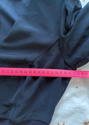 Lacivert Drapeli Uzun Kollu V Yakalı Elbise - Görsel 5