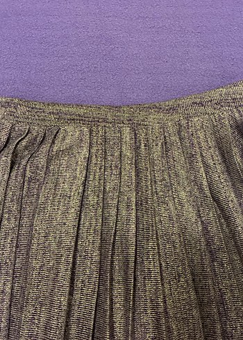 Parlak Mor Pilili Midi Etek - Görsel 2