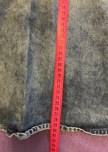 Kadın Gri Mavi Batik Desenli Midi Kot Etek - Görsel 6