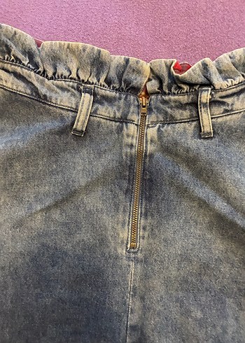 Kadın Gri Mavi Batik Desenli Midi Kot Etek - Görsel 7