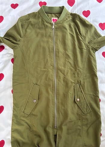 Kadın Haki Midi Fermuarlı Ceket - Görsel 6