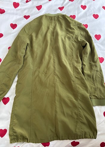 Kadın Haki Midi Fermuarlı Ceket - Görsel 7